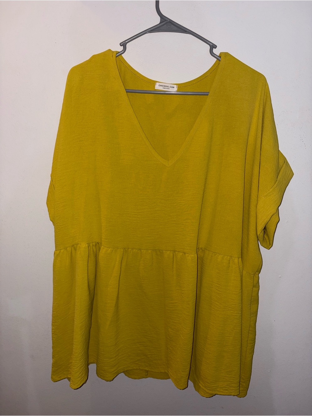 Chicsoul Mustard V-Neck Women's Top